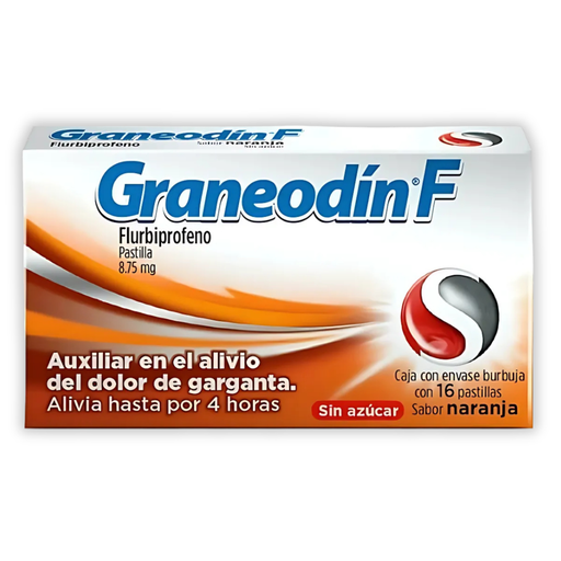 [3950] GRANEODIN F 8.75 MG C/16 PASTILLAS SABOR NARANJA SIN AZUCAR FLURBIPROFENO LAB RECKITT