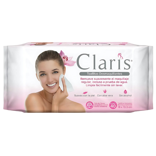 [3985] TOALLITAS DESMAQUILLANTES 18 X 13.5 CM C/40 PZAS CLARIS BETONE