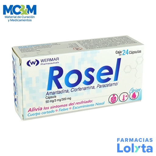 [1952] AMANTADINA CLORFENAMINA PARACETAMOL 50/3/300 MG C/24 CAP ROSEL LAB WERMAR
