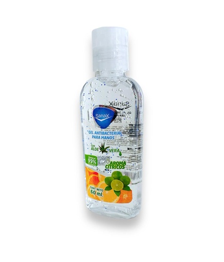 [3287] GEL ANTIBACTERIAL PARA MANOS 60 ML CON ALOE VERA AROMA A CITRICOS SANAX