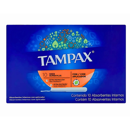 [2554] TAMPAX SUPER PLUS FLUJO SUPER ABUNDANTE C/10 TAMPONES CON APLICADOR P&G