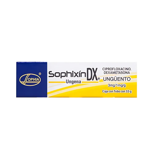 [4038] SOPHIXIN DX UNGENA UNGÜENTO OFTALMICO 3/1 MG/G TUBO C/3.5 G CIPROFLOXACINO DEXAMETASONA LAB SOPHIA