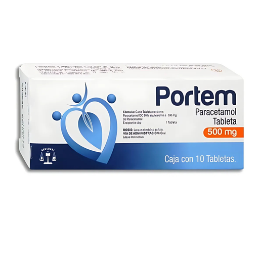 [4120] PARACETAMOL 500 MG C/10 TAB PORTEM LAB BRULUART