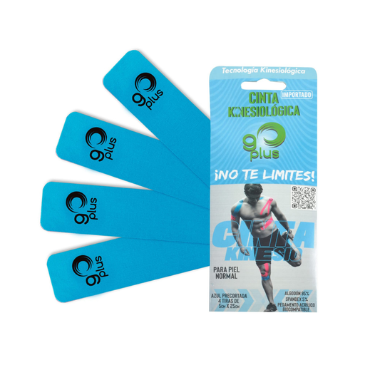 [4269] CINTA KINESIOLOGICA 5 X 25 CM C/4 TIRAS AZUL GO PLUS