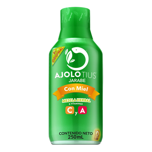 [4407] AJOLOTIUS JARABE 250 ML CON MIEL MEZCLA HERBAL VITAMINAS C Y A LAB AJOLOTIUS