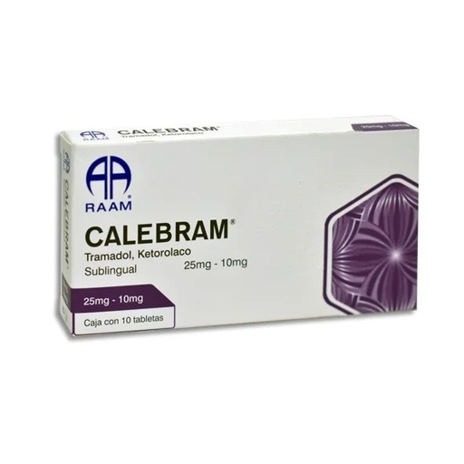 [3586] TRAMADOL KETOROLACO 25/10 MG C/4 TAB SUBLINGUAL CALEBRAM LAB RAAM GRUPO III