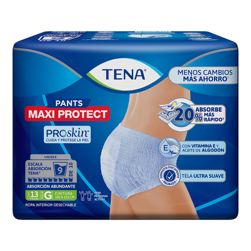 [4518] TENA PANTS MAXI PROTECT PROSKIN C/10 PZAS + 3 PZAS GRATIS TALLA GRANDE ROPA INTERIOR DESECHABLE UNISEX LAB ESSITY