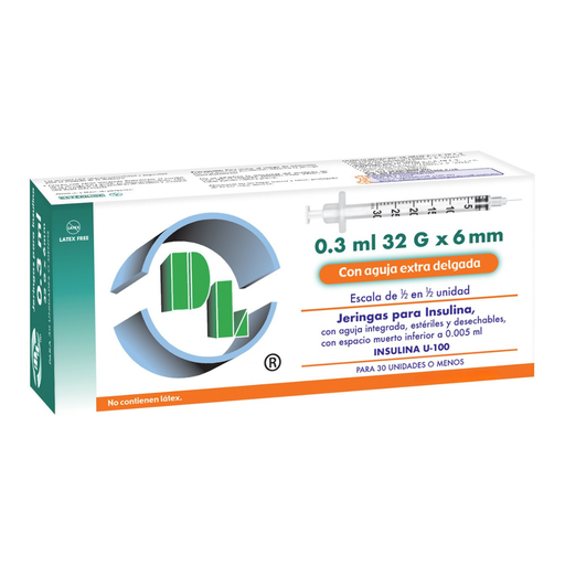 [2875] JERINGA PARA INSULINA 0.3 ML 32 G X 6 MM PIEZA DENTILAB