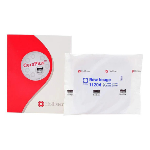 [4559] BARRERA DE COLOSTOMIA PLANA RECORTABLE HASTA 57 MM ARO 70 MM C/5 PZAS  CERAPLUS REF 11204 HOLLISTER