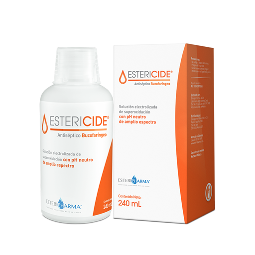 [4607] ESTERICIDE SOL ELECTROLIZADA DE SUPEROXIDACION CON PH NEUTRO AL 0.0015% C/240 ML ANTISEPTICO BUCOFARINGEO LAB ESTERIPHARMA