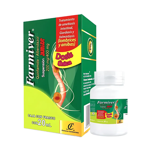 [4002] QUINFAMIDA ALBENDAZOL SUSP 200/400 MG/20 ML FARMIVER JUNIOR LAB FARMACOS CONTINENTALES