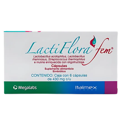 [4624] LACTIFLORA FEM 430 MG C/6 CAP SUPLEMENTO ALIMENTICIO SIMBIOTICO LAB MEGALABS