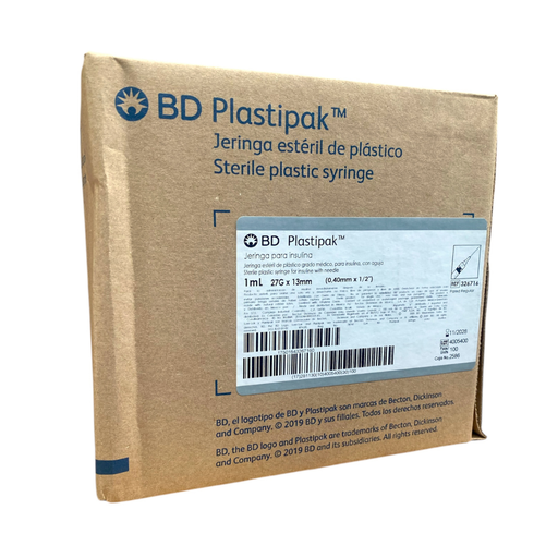 [4684] JERINGA 1 ML 27 X 13 C/A C/100 PZAS PARA INSULINA GRIS REF 326716 PLASTIPAK BD
