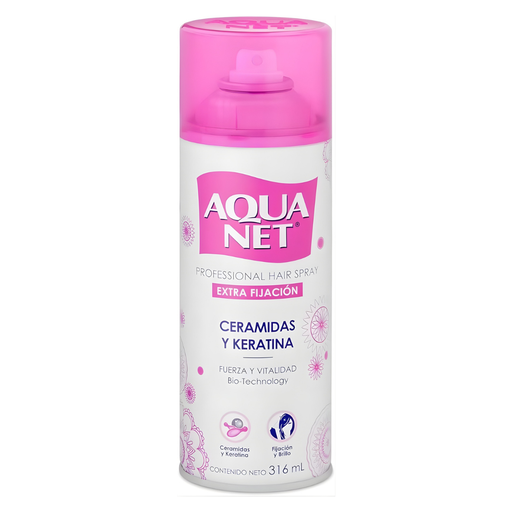 [4712] SPRAY PARA CABELLO EXTRA FIJACION 316 ML AQUA NET CERAMIDAS Y KERATINA AQUA BEAUTY
