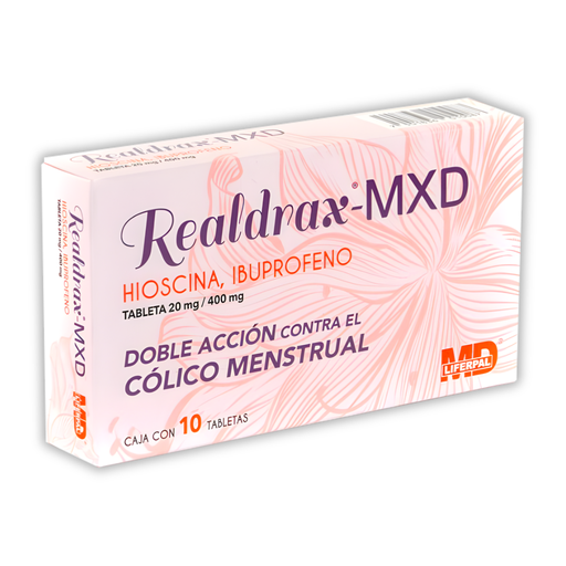 [4801] HIOSCINA IBUPROFENO 20/400 MG C/10 TAB REALDRAX-MXD LAB MD LIFERPAL