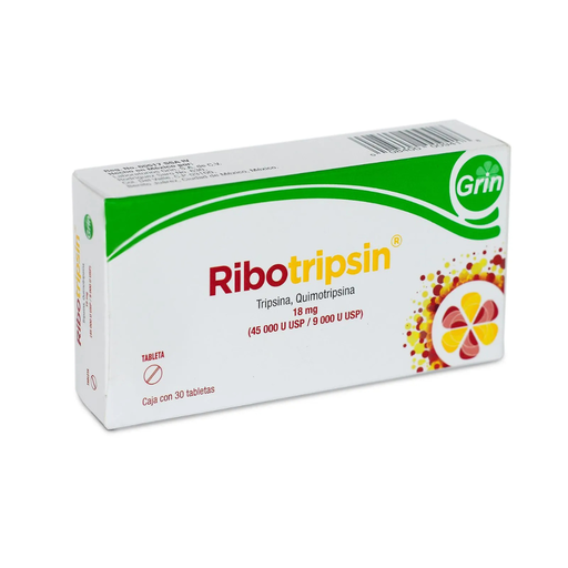 [4806] RIBOTRIPSIN 18 MG (45 000/9 000 U USP) C/30 TAB TRIPSINA QUIMOTRIPSINA LAB GRIN