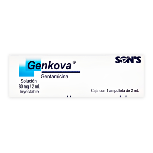 [4813] GENTAMICINA SOL INY 80 MG/2 ML C/1 AMP GENKOVA LAB SONS